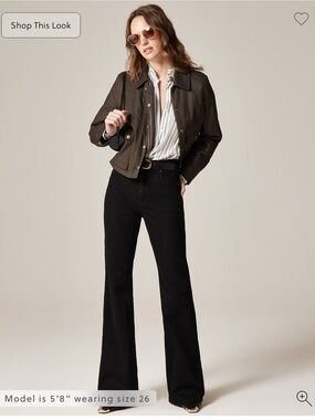 J Crew Black Rinse Vintage Flare Jeans Semi Stretch High Rise 29P current season